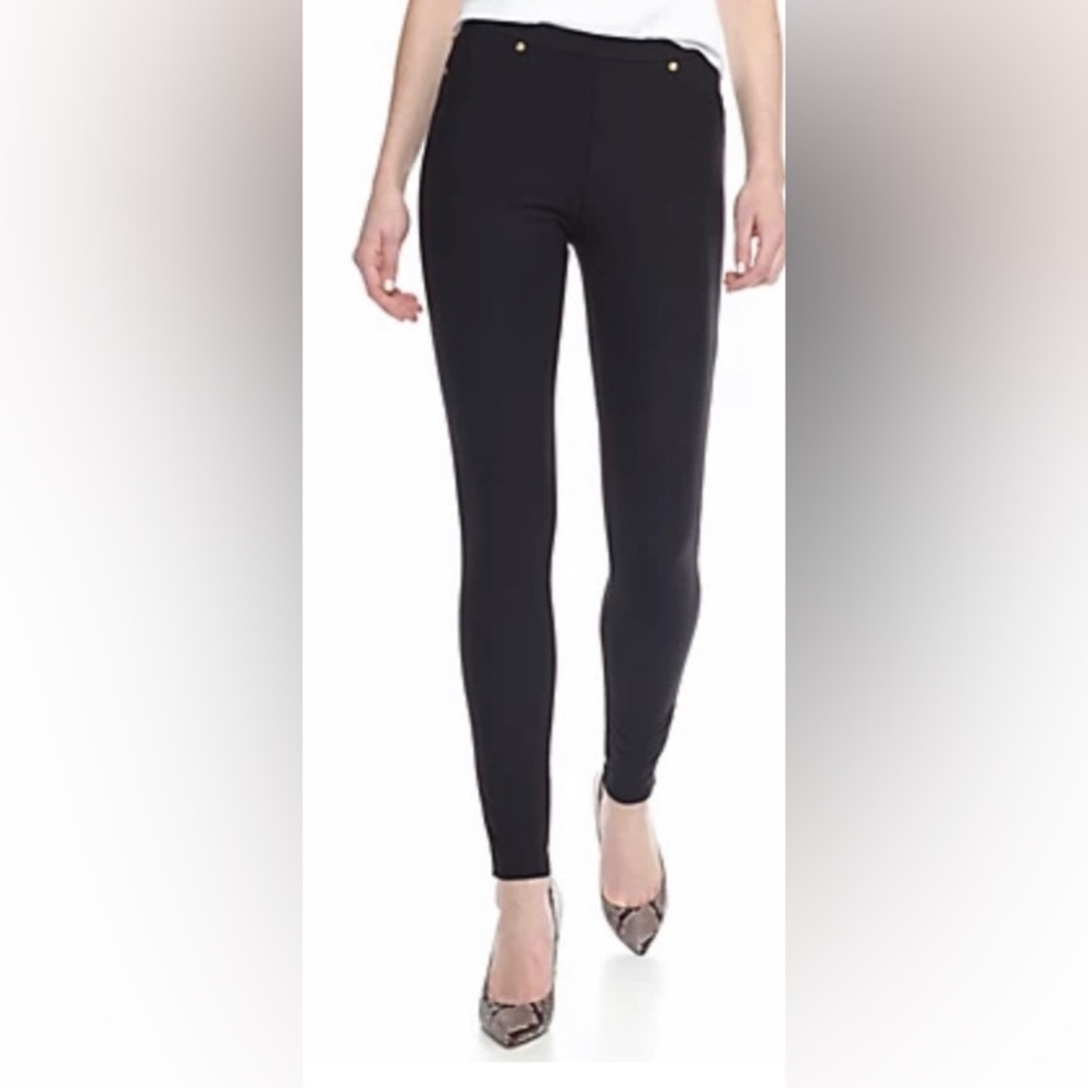 MICHAEL by Michael Kors Women's Solid Pull On Leggings Size Large Black